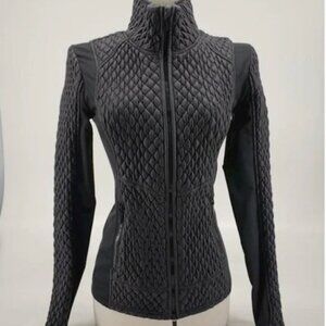 ZELLA Moto-inspired Quilted Fitted Stretch Athletic Jacket, M, black